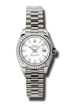 Lady-Datejust 26 White Dial 18K White Gold President Automatic Ladies Watch