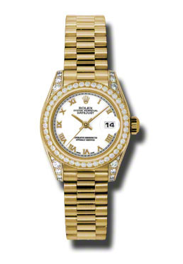Lady-Datejust 26 White Dial 18K Yellow Gold President Automatic Ladies Watch