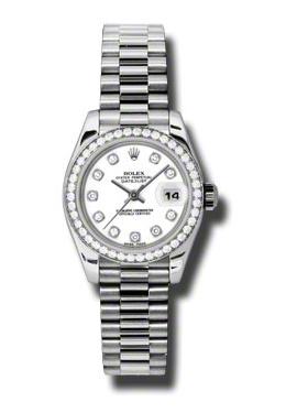 Lady-Datejust 26 White Dial Platinum President Automatic Ladies Watch
