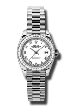 Lady-Datejust 26 White Dial Platinum President Automatic Ladies Watch