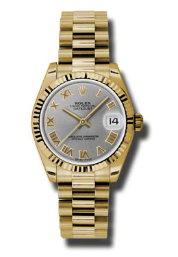 Lady-Datejust 31 Gray Dial 18K Yellow Gold President Automatic Ladies Watch