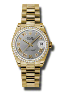 Lady-Datejust 31 Grey Dial 18K Yellow Gold President Automatic Ladies Watch