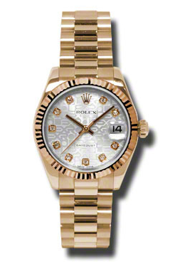 Lady-Datejust 31 Silver Dial 18K Everose Gold President Automatic Ladies Watch