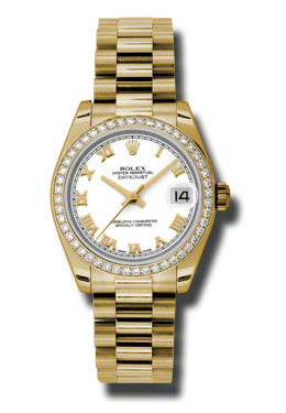 Lady-Datejust 31 White Dial 18K Yellow Gold President Automatic Ladies Watch