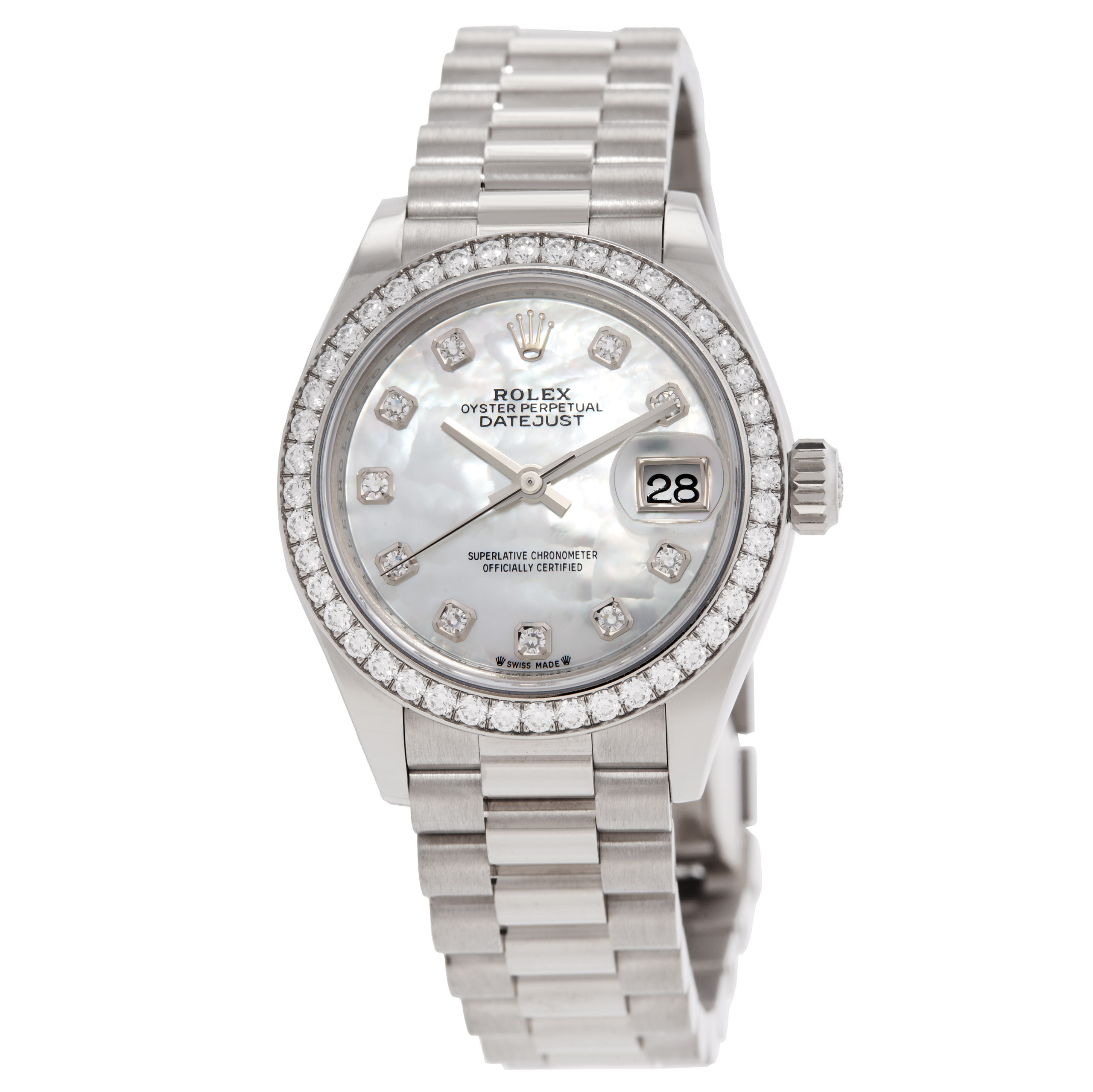 Lady-Datejust Automatic 18kt White Gold Diamond White Mother of Pearl Dial Ladies Watch