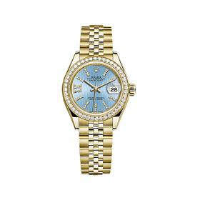 Lady-Datejust Blue Cornflower Diamond Dial 18 Carat Yellow Gold Jubilee Watch
