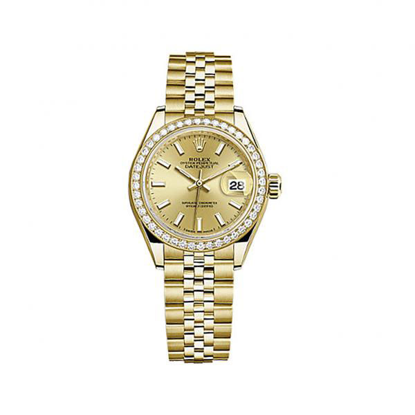 Lady-Datejust Champagne Dial 18 Carat Yellow Gold Jubilee Watch