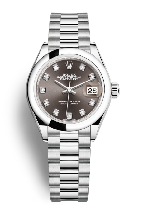 Rolex Lady-Datejust Grey Dial Automatic Platinum President Watch 279166GYDP