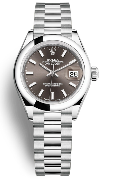 Lady-Datejust Grey Dial Automatic Platinum President Watch
