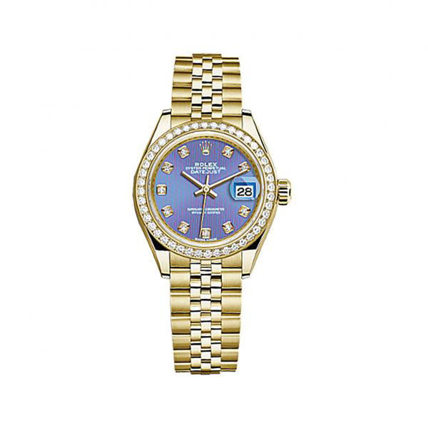 Lady-Datejust Lavender Dial 18 Carat Yellow Gold Jubilee Watch
