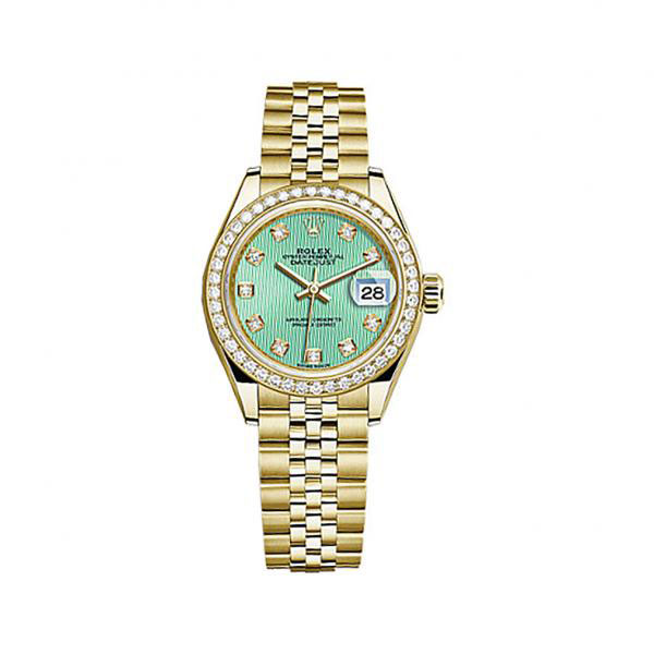 Lady-Datejust Mint Green Dial Automatic 18 Carat Yellow Gold Watch