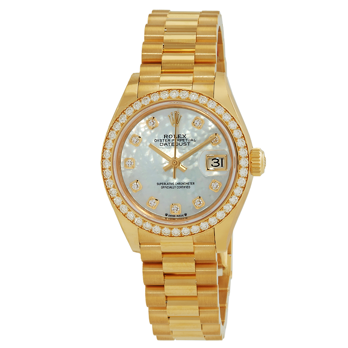 Lady-Datejust Mother Of Pearl Dial Automatic 18 Carat Yellow Gold Watch