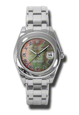 Lady-Datejust Pearlmaster Black Mother Of Pearl Dial 18K White Gold Automatic Ladies Watch