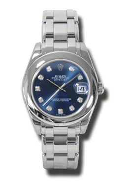 Lady-Datejust Pearlmaster Blue Diamond Dial 18K White Gold Automatic Ladies Watch