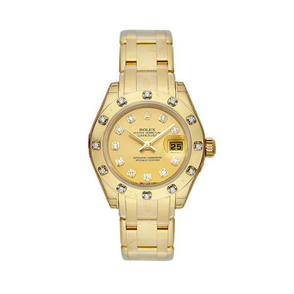 Lady-Datejust Pearlmaster Champagne Dial 18K Yellow Gold Automatic Watch