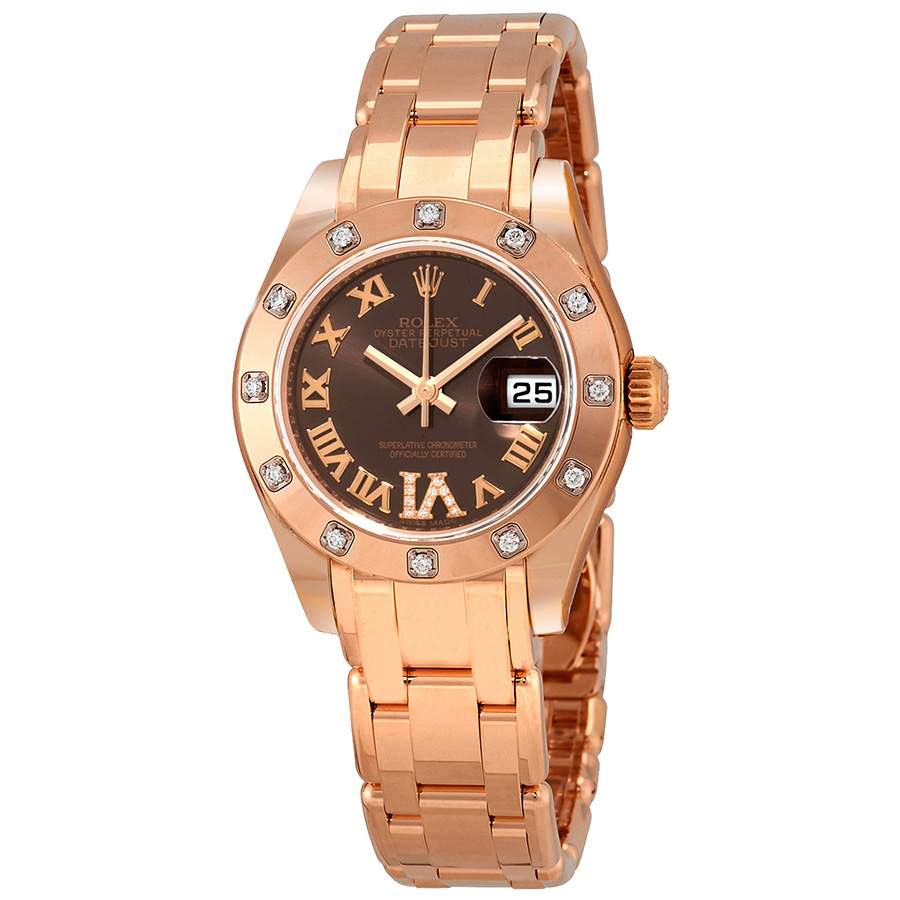 Lady-Datejust Pearlmaster Chocolate Brown Dial 18K Everose Gold Automatic Ladies Watch