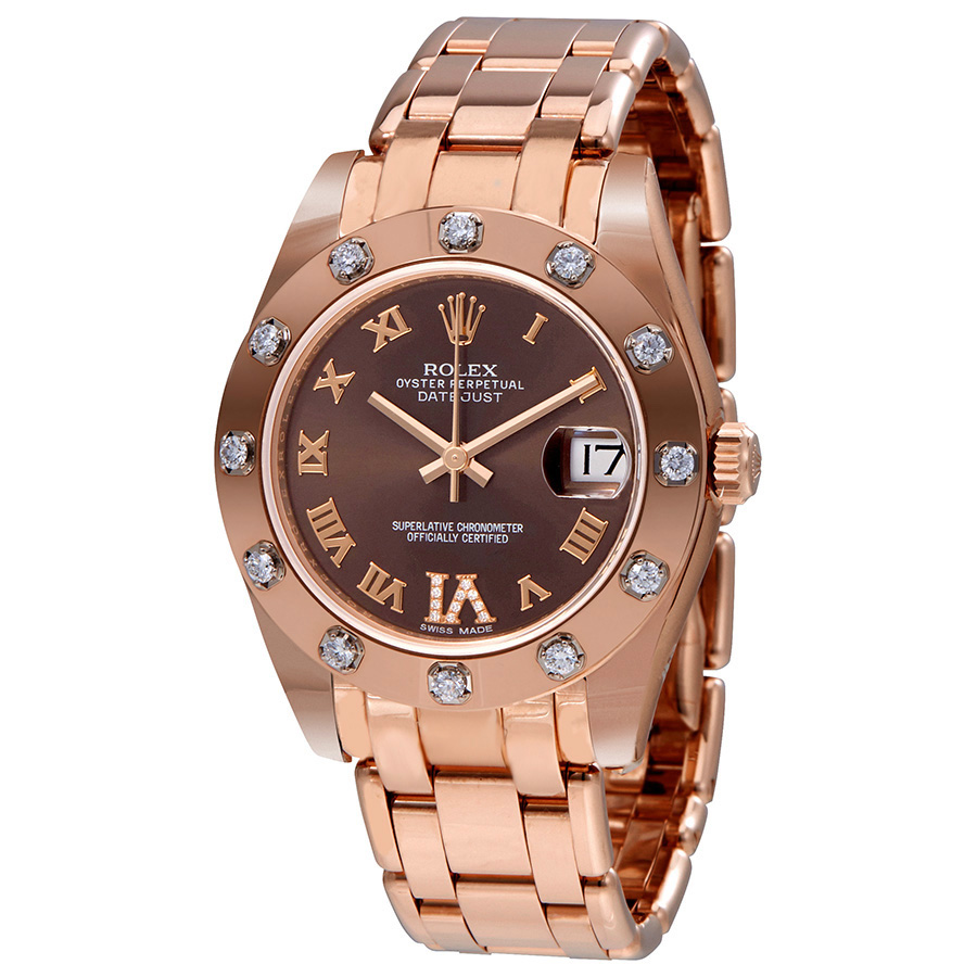 Lady-Datejust Pearlmaster Chocolate Dial 18K Everose Gold Automatic Ladies Watch