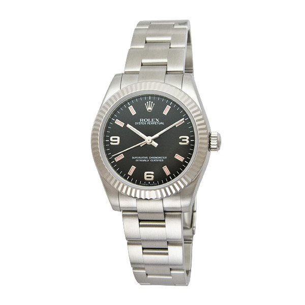 Rolex Oyster Perpetual 31 mm Black Dial Stainless Steel Bracelet Automatic Ladies Watch 177234BKSAO