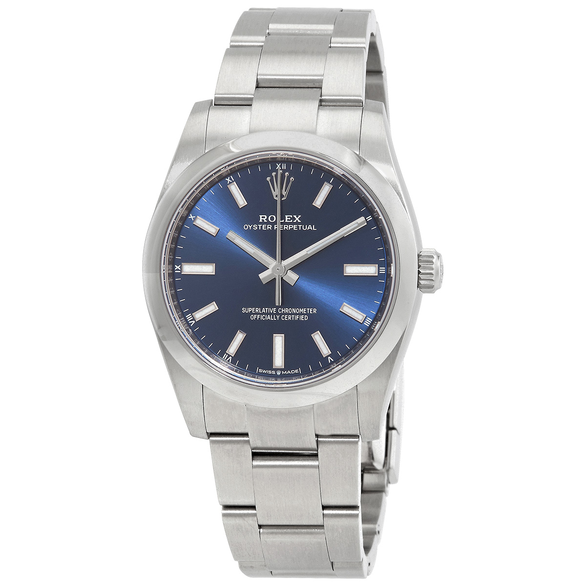 Rolex Oyster Perpetual 34 Automatic Chronometer Blue Dial Ladies Watch 124200BLSO