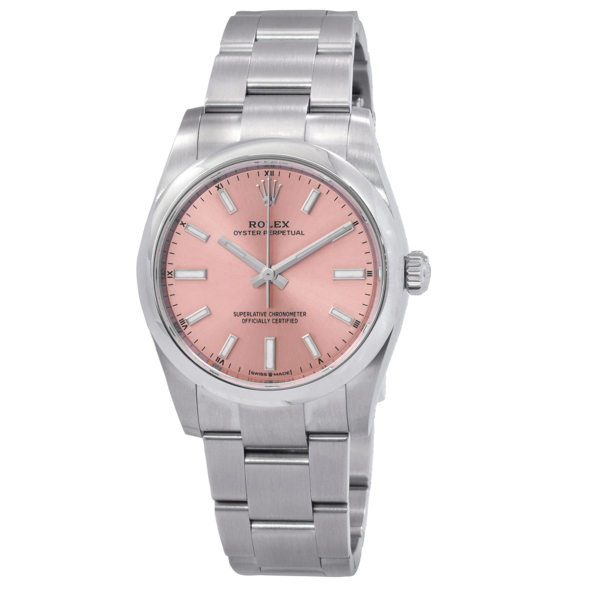 Rolex Oyster Perpetual 34 Automatic Chronometer Pink Dial Ladies
