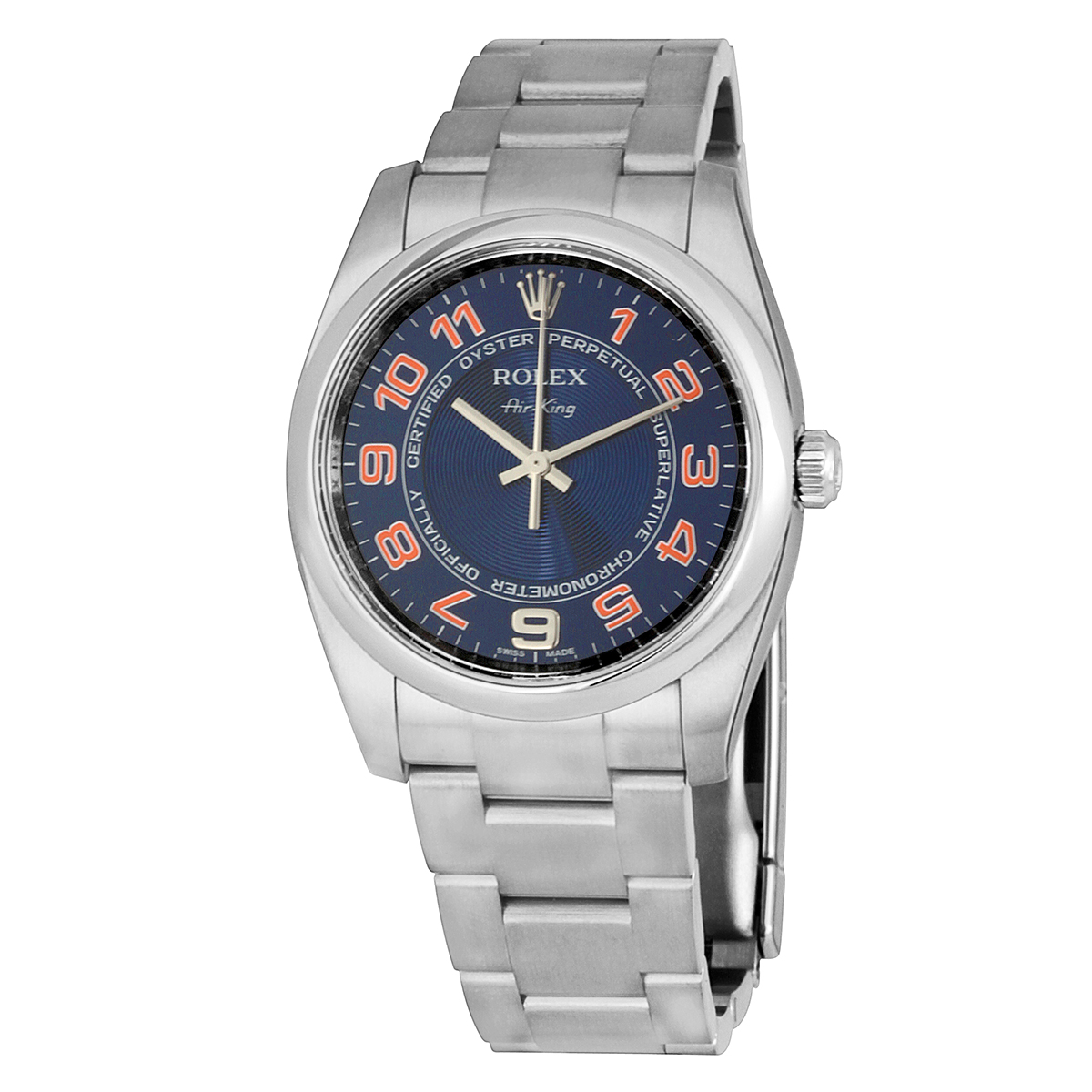 Rolex Oyster Perpetual 34 Blue Concentric Dial Stainless Steel Bracelet Automatic Men's Watch 114200BLCOAO