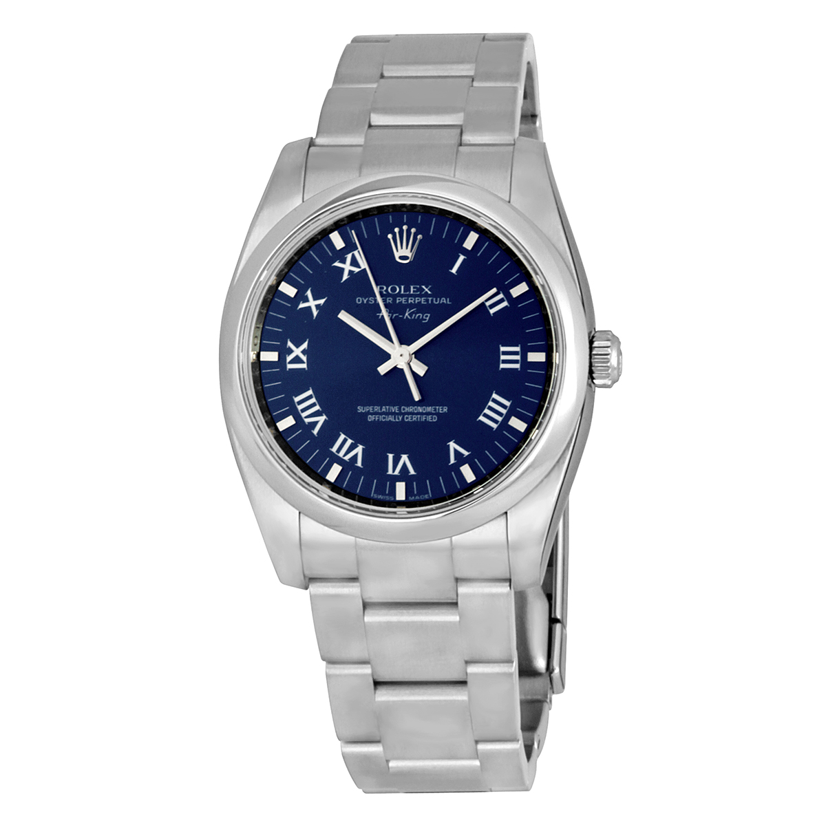 Rolex Oyster Perpetual 34 Blue Dial Stainless Steel Bracelet Automatic Men's Watch 114200BLRO