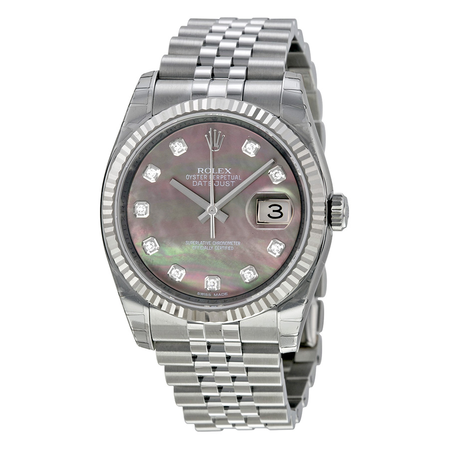 Rolex Oyster Perpetual 36 mm Dark Mother of Pearl Dial Stainless Steel Jubilee Bracelet Automatic Men's Watch 116234BKMDJ
