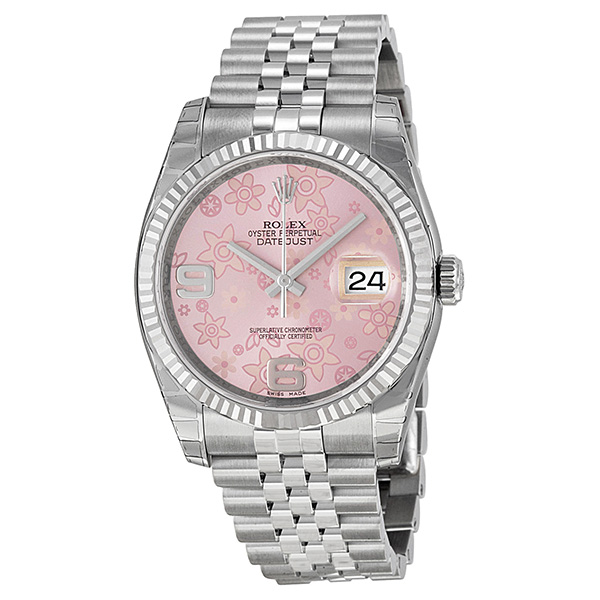 Rolex Oyster Perpetual 36 mm Pink Floral Dial Stainless Steel Jubilee Bracelet Automatic Ladies Watch 116234PAFJ