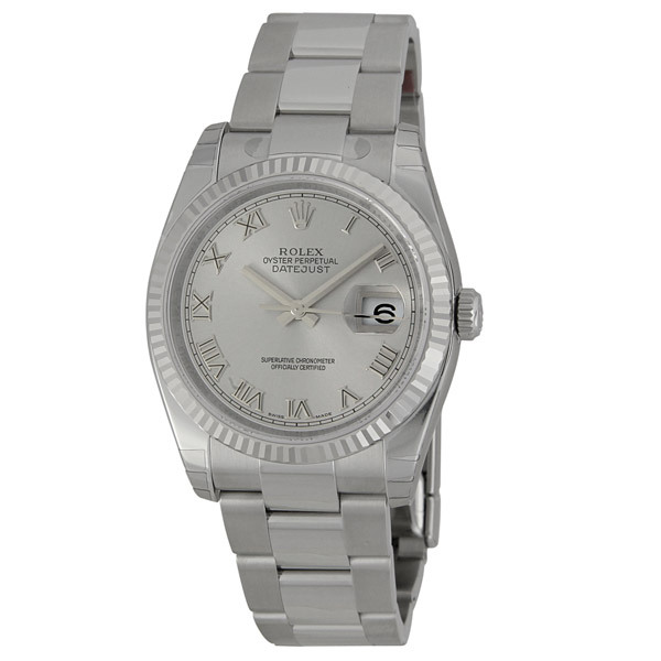 Rolex Oyster Perpetual 36 mm Silver Dial Stainless Steel Bracelet Automatic Men's Watch 116234SRO