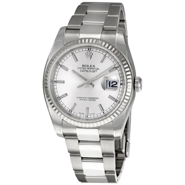 Rolex Oyster Perpetual 36 mm Silver Dial Stainless Steel Bracelet Automatic Men's Watch 116234SSO
