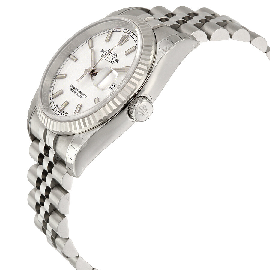 Rolex Oyster Perpetual 36 mm White Dial Stainless Steel Jubilee Bracelet Automatic Men's Watch 