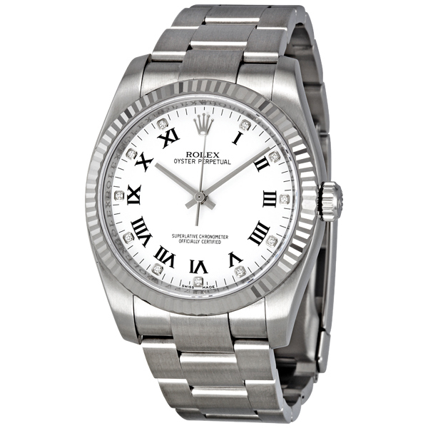 Rolex Oyster Perpetual 36 mm White Dial Stainless Steel Bracelet Automatic Men's Watch 116034WDO