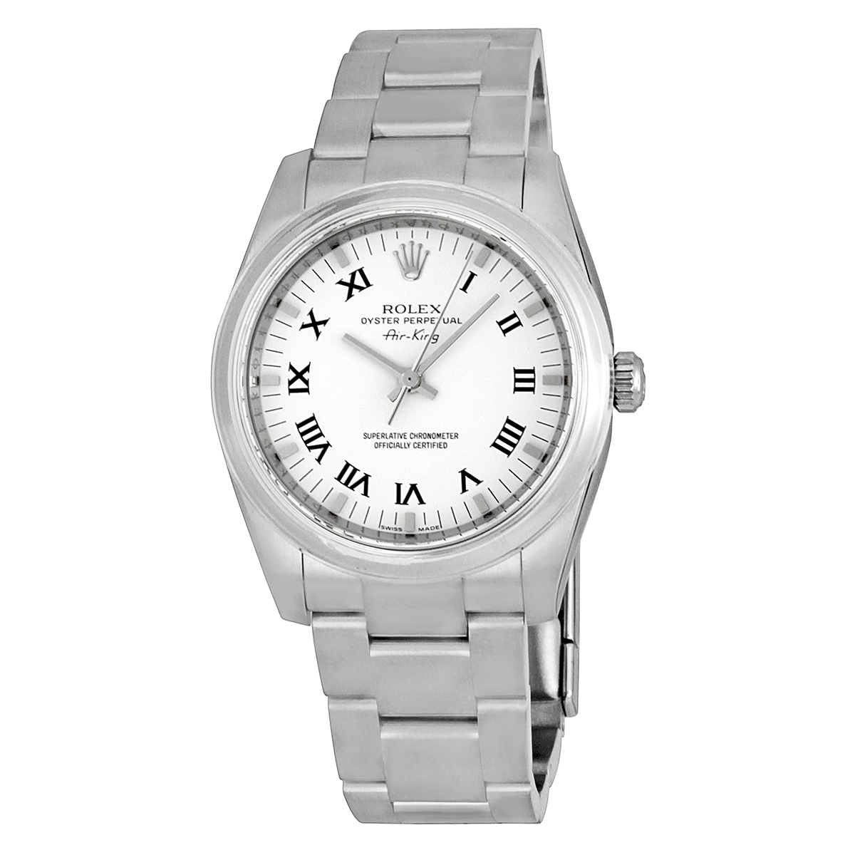 Rolex Oyster Perpetual Air-King White Dial Stainless Steel Bracelet Automatic Men's Watch 114200WRO