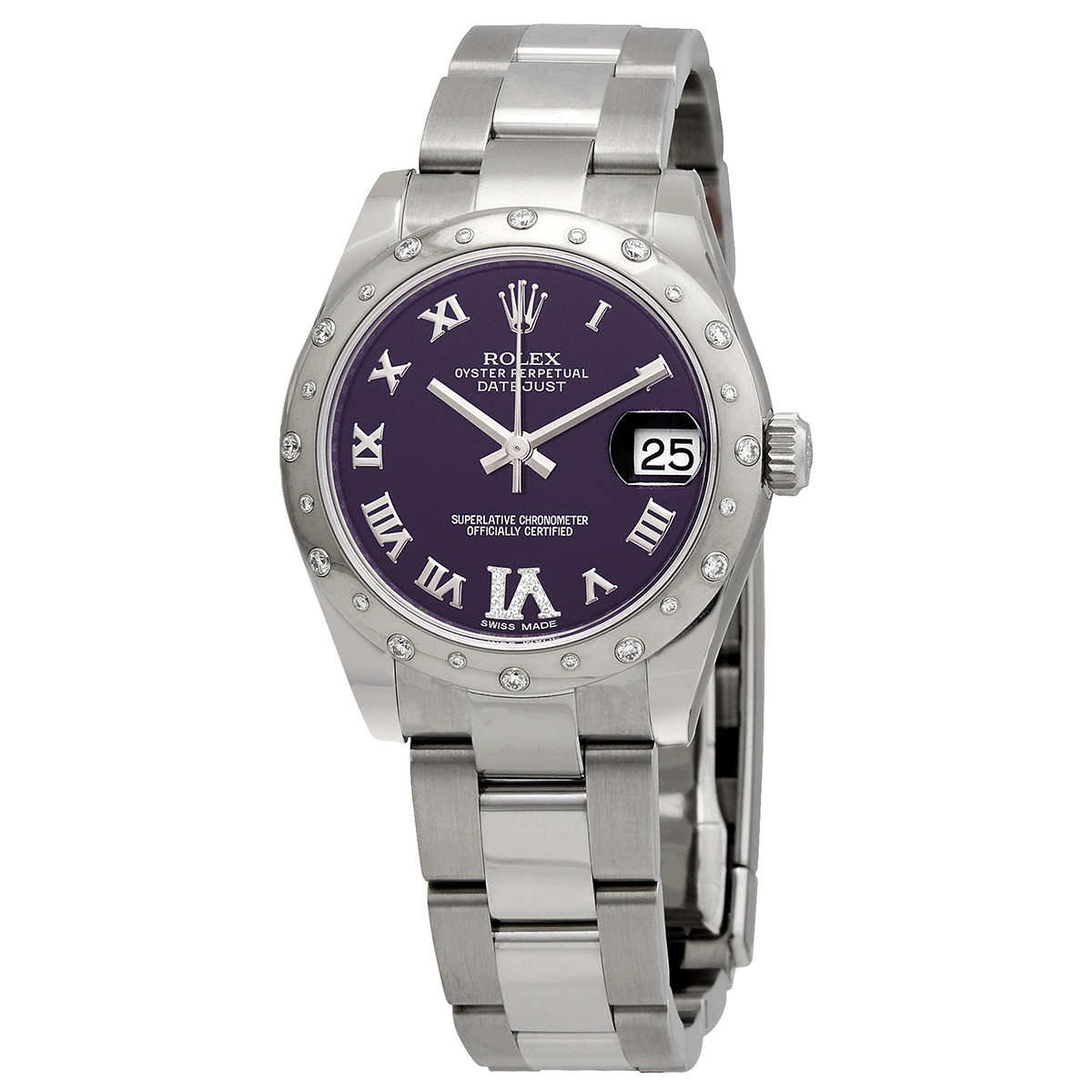 Rolex Oyster Perpetual Datejust 31 Automatic Chronometer Diamond Black Dial Ladies Watch 178344PURDO