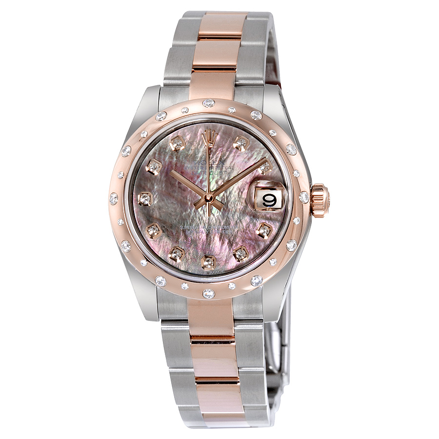 Rolex Oyster Perpetual Datejust 31 Black Mother of Pearl Dial Stainless Steel and 18K Everose Gold Bracelet Automatic Ladies Watch 178341BKMDO