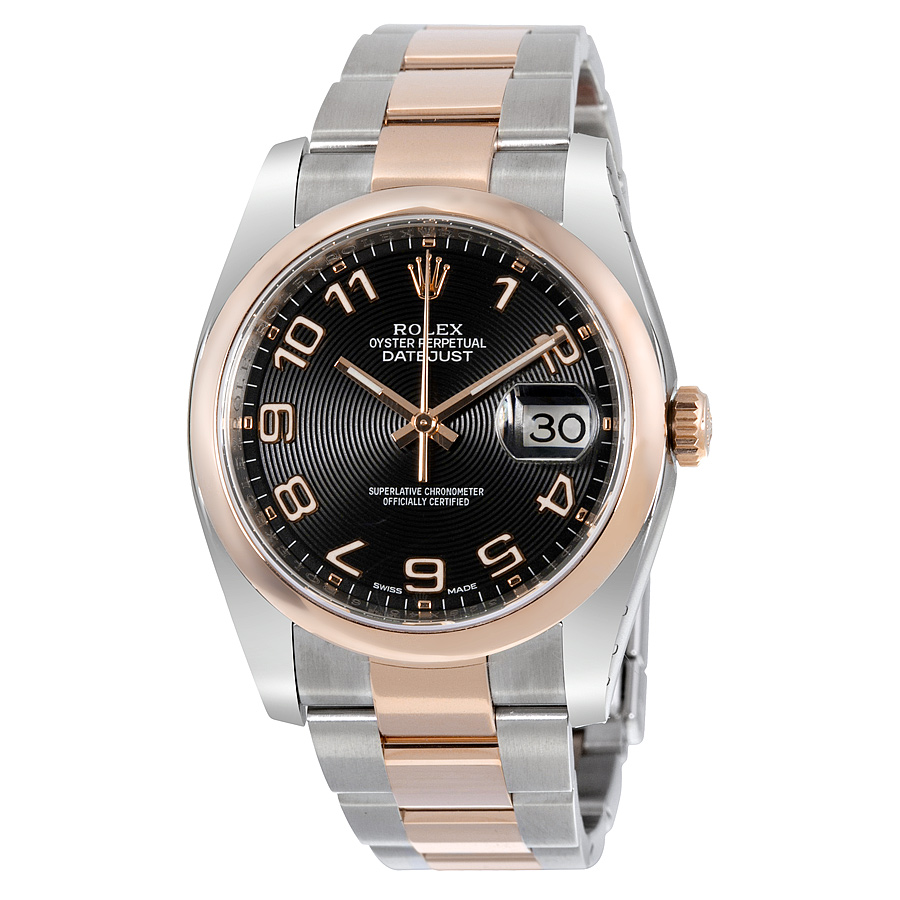 Rolex Oyster Perpetual Datejust 36 Black Concentric Dial Stainless Steel and 18K Everose Gold Bracelet Automatic Men's Watch 116201BKCAO
