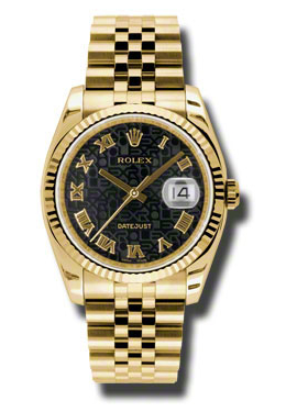 Oyster Perpetual Datejust 36 Black Dial 18K Yellow Gold Automatic Men's Watch