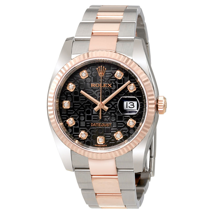 Rolex Oyster Perpetual Datejust 36 Black Dial Stainless Steel and 18K Everose Gold Bracelet Automatic Men's Watch 116231BKJDO