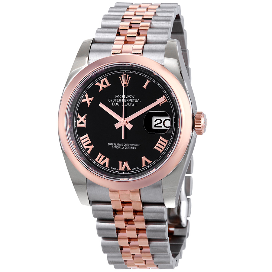 Rolex Oyster Perpetual Datejust 36 Black Dial Stainless Steel and 18K Everose Gold Jubilee Bracelet Automatic Men's Watch 116201BKRJ