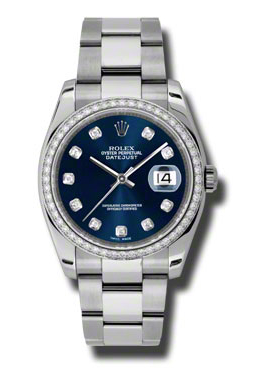 Rolex Oyster Perpetual Datejust 36 Blue Dial Stainless Steel Bracelet Automatic Ladies Watch 116244BLDO
