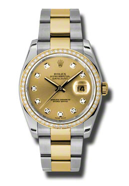 Oyster Perpetual Datejust 36 Champagne Dial Stainless Steel and 18K Yellow Gold Bracelet Automatic Ladies Watch