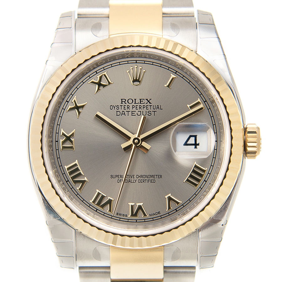 Rolex Oyster Perpetual Datejust 36 Grey Dial Stainless Steel and 18K Yellow Gold Bracelet Automatic Men's Watch 116233GRO