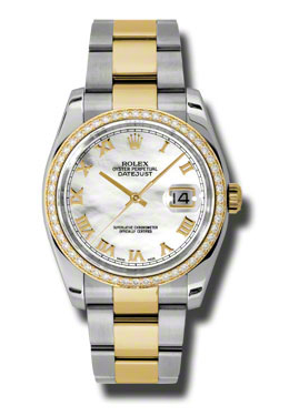 Oyster Perpetual Datejust 36 Mother of Pearl Dial Stainless Steel and 18K Yellow Gold Bracelet Automatic Ladies Watch