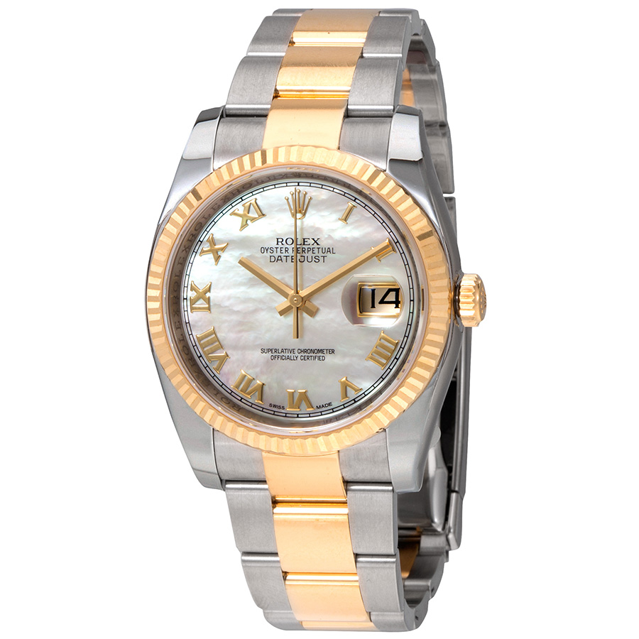 Rolex Oyster Perpetual Datejust 36 Mother of Pearl Dial Stainless Steel and 18K Yellow Gold Bracelet Automatic Men's Watch 116233MRO