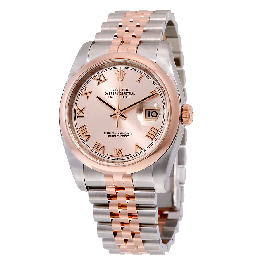 Rolex Oyster Perpetual Datejust 36 Pink Champagne Dial Stainless Steel and 18K Everose Gold Jubilee Bracelet Automatic Men's Watch 116201CRJ