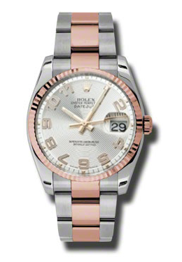 Rolex Oyster Perpetual Datejust 36 Silver Concentric Dial Stainless Steel and 18K Everose Gold Bracelet Automatic Men's Watch 116231SCAO