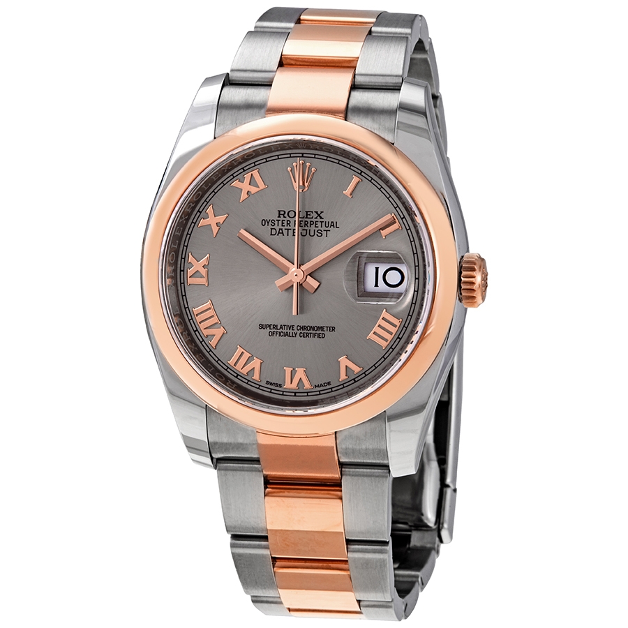 Rolex Oyster Perpetual Datejust 36 Silver Dial Stainless Steel and 18K Everose Gold Bracelet Automatic Men's Watch 116201SRO
