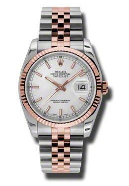 Rolex Oyster Perpetual Datejust 36 Silver Dial Stainless Steel and 18K Everose Gold Jubilee Bracelet Automatic Men's Watch 116231SSJ
