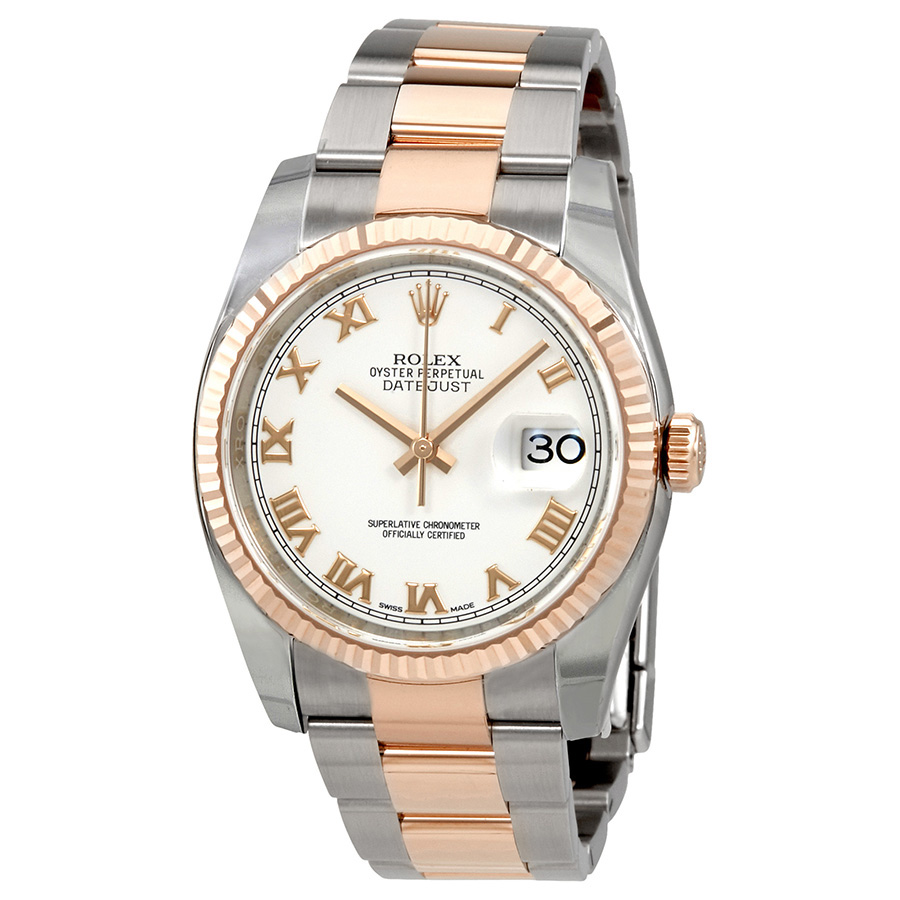 Rolex Oyster Perpetual Datejust 36 White Dial Stainless Steel and 18K Everose Gold Bracelet Automatic Men's Watch 116231WRO