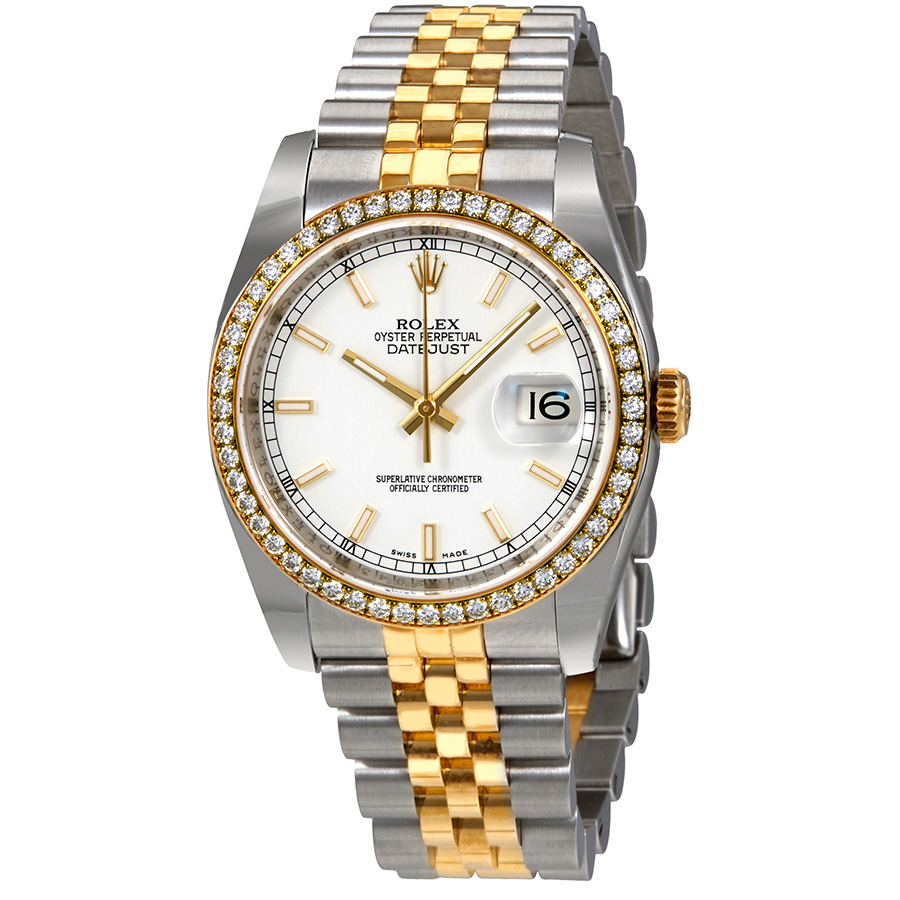 Rolex Oyster Perpetual Datejust 36 White Dial Stainless Steel and 18K Yellow Gold Jubilee Bracelet Automatic Ladies Watch 116243WSJ